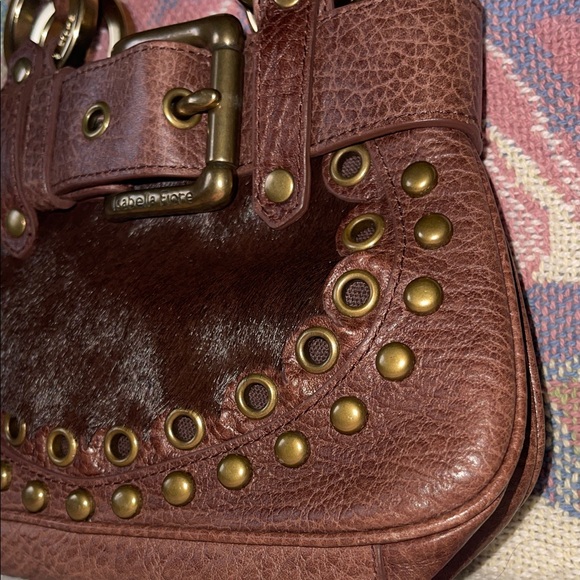 π΄ RARE Isabella Fiore Brown Leather Handbag w Pony hair NWOT - Picture 9 of 13